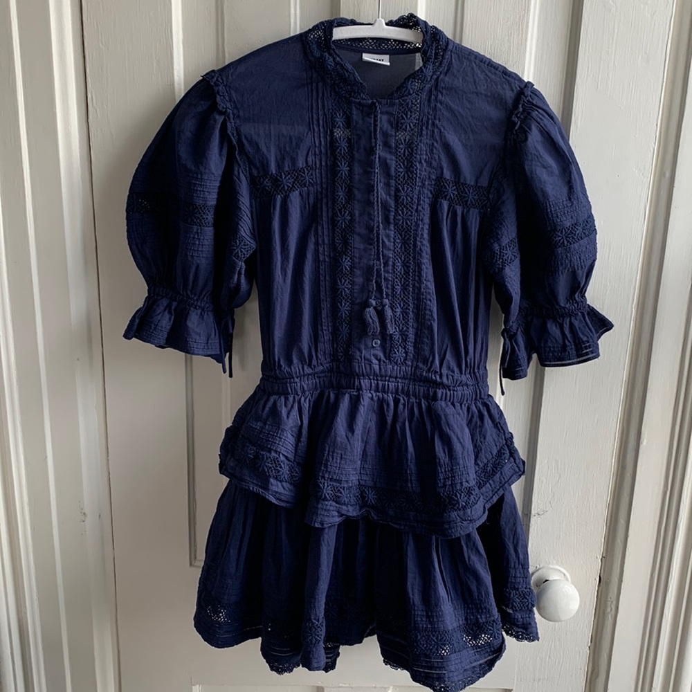 Aritzia Sunday Best Peace Dress Puff Sleeve Ruffled Mini Dress